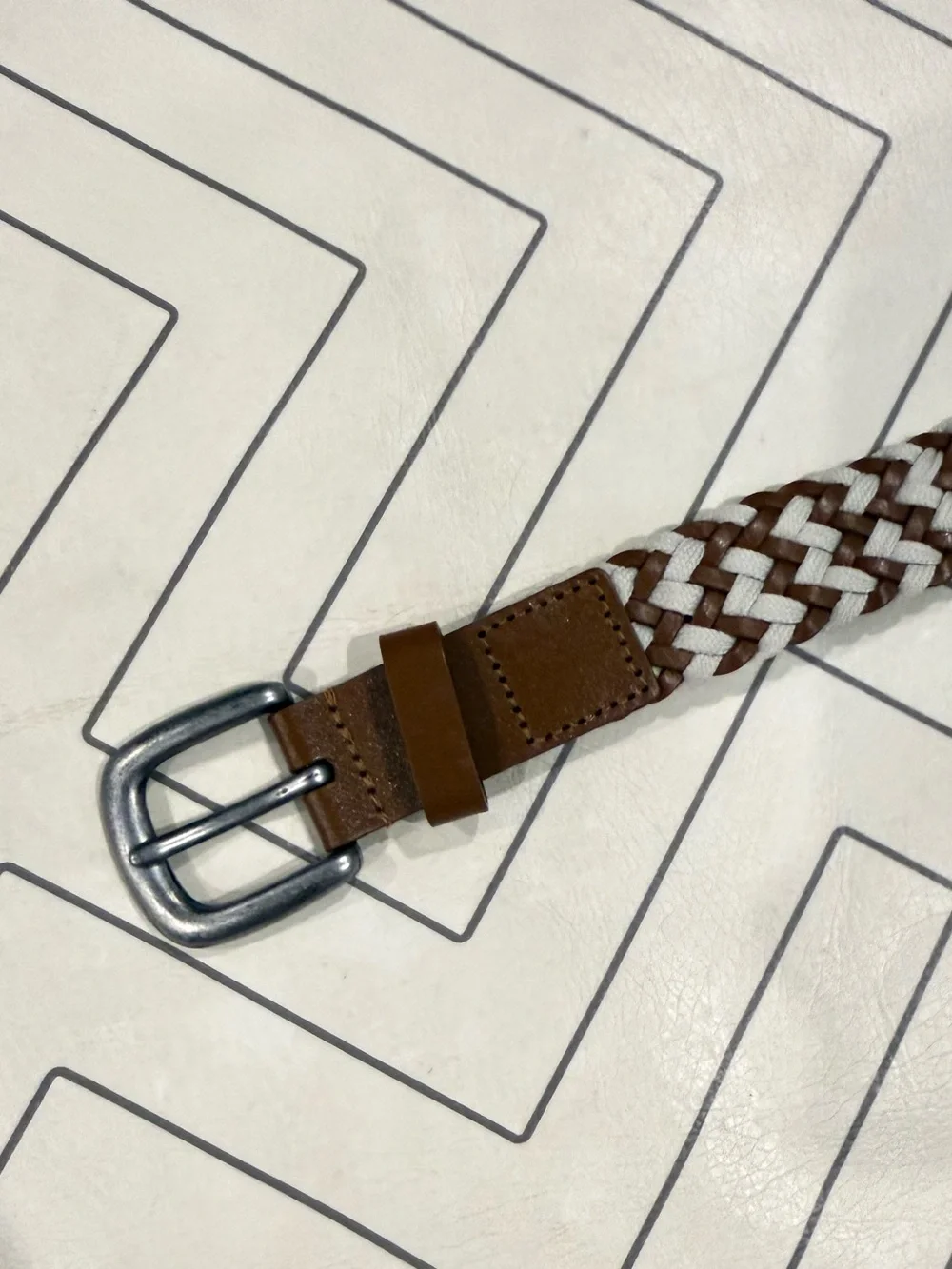 Janie and Jack Brown and White Woven Braided Belt